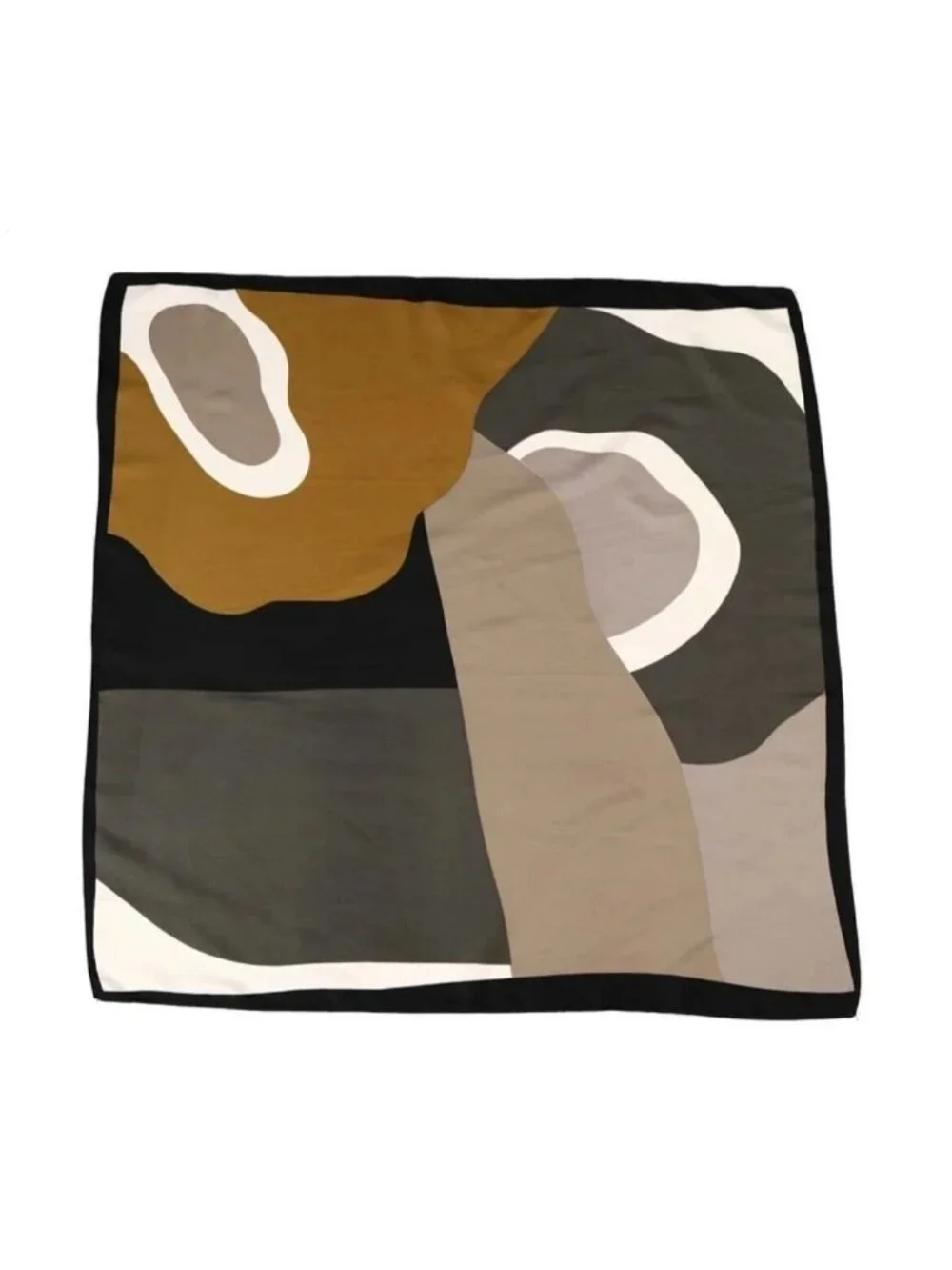 ✨Elegant Bandana Square Scarf Silky Satin Abstract Geometric Neutral Green Gray✨